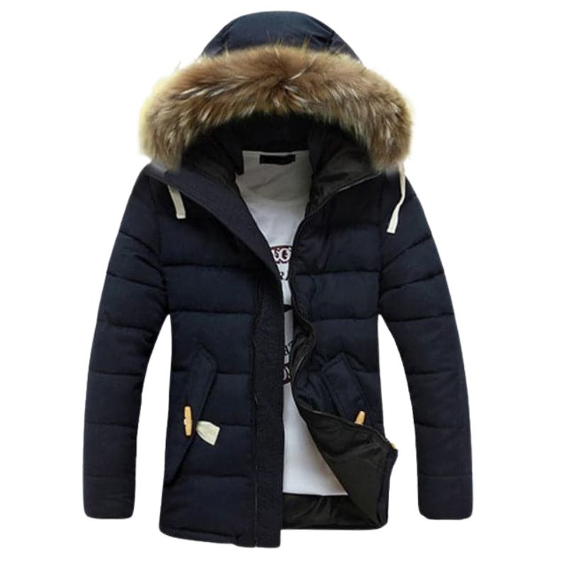 TANGNEST Men's Fashion Navy Blue Coat Jacket Thick Parka Winter Coat Jacket with Sample Guide for Easy Return & Exchange Option for Best Satisfaction