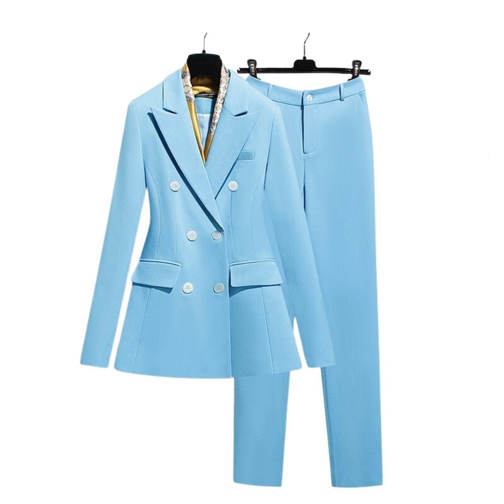 Light Blue Pantsuit for Women, Blue Blazer Trouser Suit for Women