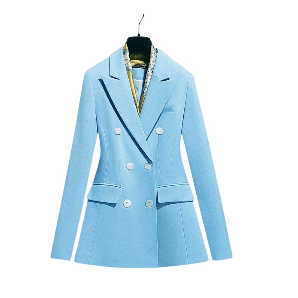 костюм женский Sky Blue Women Suits 2 Pcs Set Peaked Lapel Custom Made  Blazer Jacket+Pants One Button Prom Gown Streetwear Party - AliExpress
