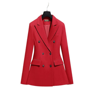 WELLINGTON SUITS Women's Elegant Stylish Office Fashion Red Blazer Jacket & Pants Suit Set