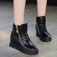 HADARA Design Women's Fashion Casual Gold Statement Black Ankle Sneaker Boot Shoes - Divine Inspiration Styles