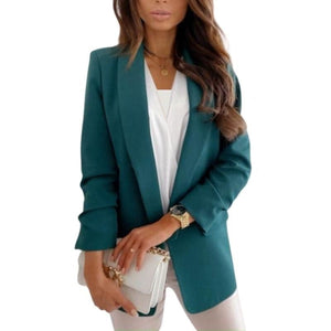 YIHA Women's Elegant Stylish Fashion Office Business Professional Khaki Beige Blazer Jacket - Divine Inspiration Styles