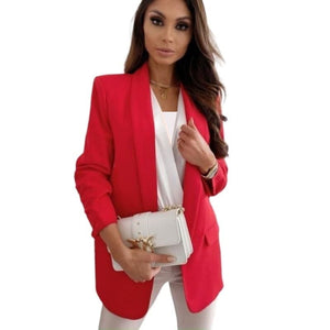YIHA Women's Elegant Stylish Fashion Office Business Professional Red Blazer Jacket - Divine Inspiration Styles