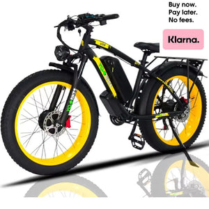 YQ Electric Bicycle Fast Speed 3000W 48V 26" Black & Yellow Smart Dual Motor EBike 35-37MPH Electric City Cruiser & Mountain Bike