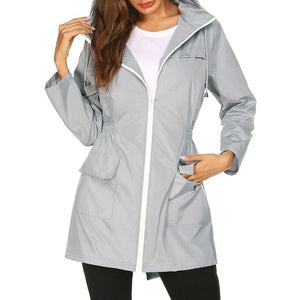 RTSHINE Women's Fashion Stylish Red Hooded Light Jacket Raincoat Zipper Jacket - Divine Inspiration Styles