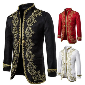 KINGSTON Design Men's Fashion Gold Embroidery Regal Palace Style Blazer Jacket & Matching Vest - Divine Inspiration Styles