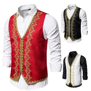 KINGSTON Design Men's Fashion Gold Embroidery Regal Palace Style Blazer Jacket & Matching Vest - Divine Inspiration Styles