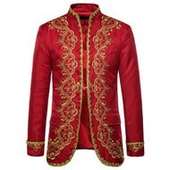 KINGSTON Design Men's Fashion Gold Embroidery Regal Palace Style Blazer Jacket & Matching Vest - Divine Inspiration Styles