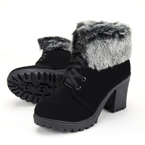 HARTFORD Design Women's Fashion Lace-Up Riding Boots Stylish Plush Fur Winter Boots - Divine Inspiration Styles