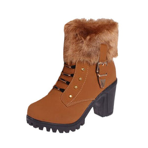 HADARA Design Women's Fashion Plush Fur Gold Statement Ankle Boot Shoes - Divine Inspiration Styles