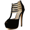 HARTFORD Women's Fashion High Heels Sandals Shoes Black & Gold Stripes Stiletto Shoes - Divine Inspiration Styles