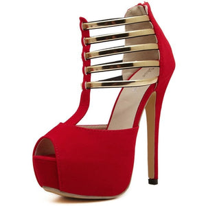 HARTFORD Women's Fashion High Heels Sandals Shoes Gold Stripes Stiletto Shoes - Divine Inspiration Styles