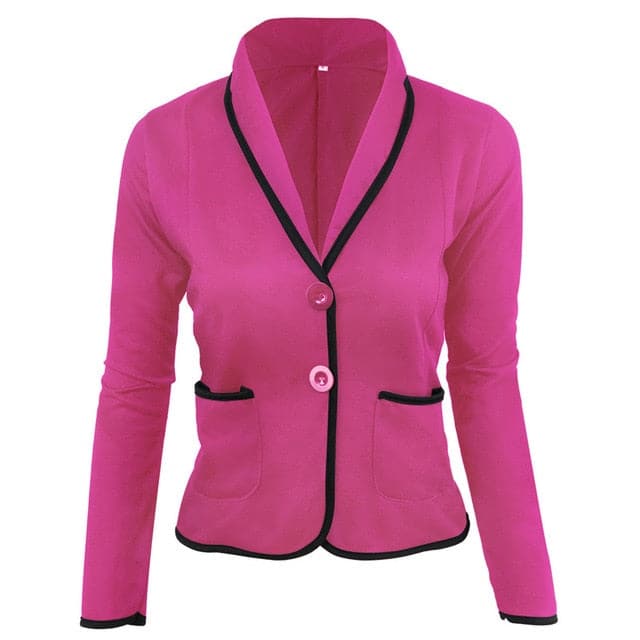 JASMINE SUITS Women's Stylish Elegant Fashion 2-Buttons Premium Quality Fuchsia Pink Magenta Pink Shawl Lapel Jacket - Divine Inspiration Styles