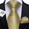 DBG VIP Design Collection Men's Fashion Golden Yellow & Red Light House Abstract 100% Premium Quality Silk Ties - Divine Inspiration Styles