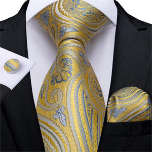 DBG VIP Design Collection Men's Fashion Golden Yellow & Red Light House Abstract 100% Premium Quality Silk Ties - Divine Inspiration Styles