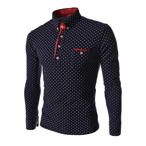 BRADFORD Design Collection Men's Fashion Polka Dot Button Top Long Sleeve Shirt - Divine Inspiration Styles