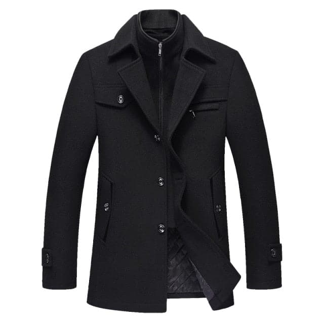 BOLU Design Men's Fashion Premium Quality Long Wool Coat Jacket - Divine Inspiration Styles
