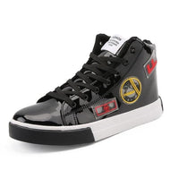 RMEDAL Men's Sports Fashion Black Metallic Leather Canvas Sneaker Shoes - Divine Inspiration Styles