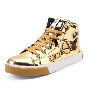 RMEDAL Men's Sports Fashion Metallic Leather Canvas Sneaker Shoes - Divine Inspiration Styles