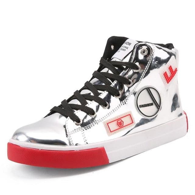 RMEDAL Men's Sports Fashion Metallic Leather Canvas Sneaker Shoes - Divine Inspiration Styles
