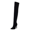 DORA Women's Elegant Fine Fashion Soft Lining Velvet Suede Thigh High Heels Gray Dress Boots - Divine Inspiration Styles
