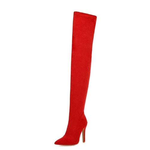 DORA Women's Elegant Fine Fashion Soft Lining Velvet Suede Thigh High Dress Boots - Divine Inspiration Styles