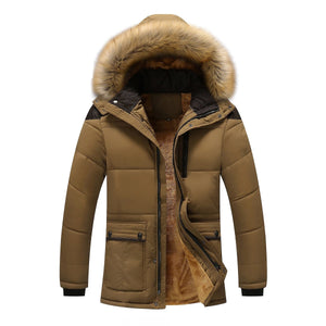 HQI Men's Classic Sports Fashion Fur Collar Hooded Thick Parka Winter Coat Jacket - Divine Inspiration Styles