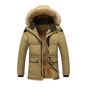 HQI Men's Classic Sports Fashion Navy Blue Coat Jacket Fur Collar Hooded Thick Parka Winter Coat Jacket - Divine Inspiration Styles