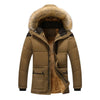 HQI Men's Classic Sports Fashion Light Khaki Brown Coat Jacket Fur Collar Hooded Thick Parka Winter Coat Jacket - Divine Inspiration Styles