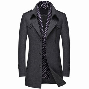 RUEL Design Men's Fashion Premium Quality Black Stylish Long Wool Blend Trench Coat Jacket - Divine Inspiration Styles
