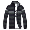 MANTLC Men's Fashion Premium Quality Army Green Stripes Knitted Design Zipper Sweater Jacket - Divine Inspiration Styles