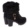 HADARA Design Women's Fashion Plush Fur Gold Statement Ankle Boot Shoes - Divine Inspiration Styles