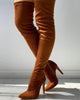 DORA Women's Elegant Fine Fashion Soft Lining Velvet Suede Thigh High Dress Boots - Divine Inspiration Styles