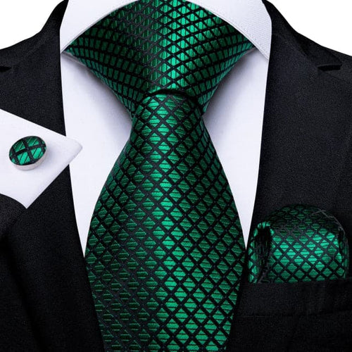 DBG VIP Design Collection Men's Fashion Deep Olive Green & Black Mesh Design 100% Premium Quality Silk Ties - Divine Inspiration Styles