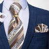 DBG VIP Design Collection Men's Fashion Golden Brown & Black Plaids 100% Premium Quality Silk Tie Set - Divine Inspiration Styles