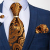 DBG VIP Design Collection Men's Fashion Golden Brown & Black Plaids 100% Premium Quality Silk Tie Set - Divine Inspiration Styles