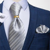 DBG VIP Design Collection Men's Fashion Chocolate Brown Multi Stripes 100% Premium Quality Silk Tie Set - Divine Inspiration Styles
