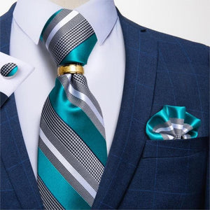 DBG VIP Design Collection Men's Fashion Light Blue Multi Dots Mesh Design 100% Premium Quality Silk Tie Set - Divine Inspiration Styles