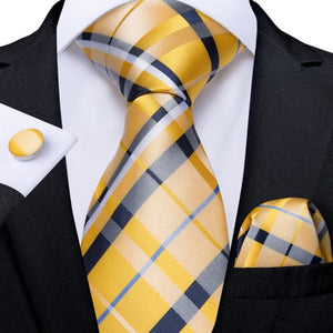 DBG VIP Design Collection Men's Fashion Golden Yellow & Red Light House Abstract 100% Premium Quality Silk Ties - Divine Inspiration Styles