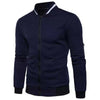 BAZO Design Men's Fashion Premium Quality Navy Blue & White Stripe Zipper Sweater Jacket - Divine Inspiration Styles