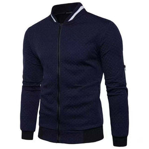 BAZO Design Men's Fashion Premium Quality Navy Blue & White Stripe Zipper Sweater Jacket - Divine Inspiration Styles