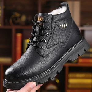 NPZ Men's Fashion Genuine Leather Plush Fur Boot Shoes - Divine Inspiration Styles