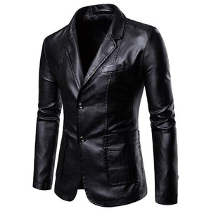 BRADLEY Men's Fashion Premium Quality Black Leather Style Blazer Suit Jacket - Divine Inspiration Styles