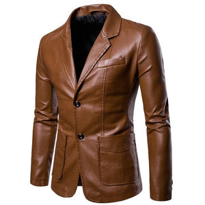 BRADLEY Men's Fashion Premium Quality Black Leather Style Blazer Suit Jacket - Divine Inspiration Styles