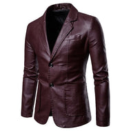 BRADLEY Men's Fashion Premium Quality Burgundy Red Leather Style Blazer Suit Jacket - Divine Inspiration Styles