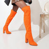 DORA Women's Elegant Fine Fashion Cable Style Suede Thigh High Dress Boots - Divine Inspiration Styles