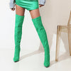 DORA Women's Elegant Fine Fashion Cable Style Suede Thigh High Dress Boots - Divine Inspiration Styles