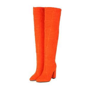 DORA Women's Elegant Fine Fashion Cable Style Suede Thigh High Dress Boots - Divine Inspiration Styles