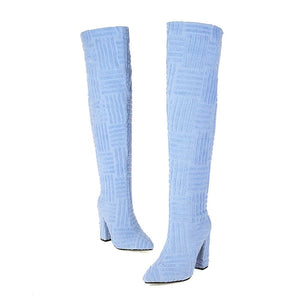 DORA Women's Elegant Fine Fashion Cable Style Suede Thigh High Dress Boots - Divine Inspiration Styles
