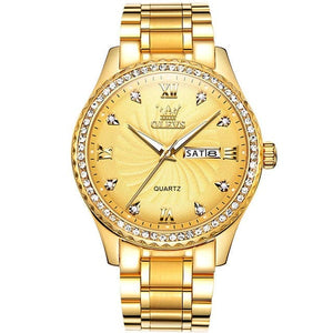 OLEVS Men's Luxury Fine Fashion Premium Top Quality Genuine Diamonds Dial Design Stainless Steel Watch - Divine Inspiration Styles